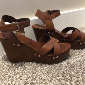 Brown wedge sandals